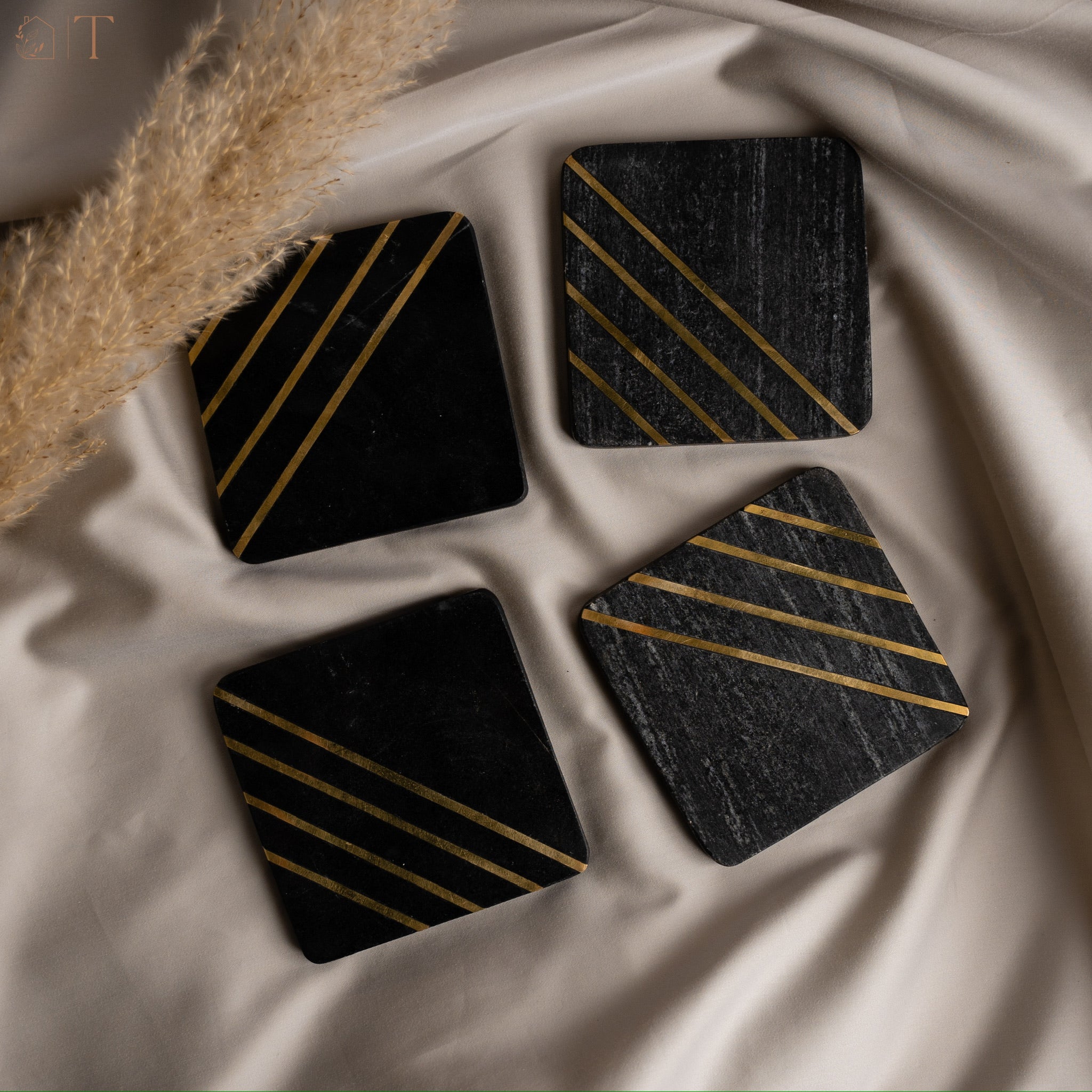 Black and Brass Marble Coasters