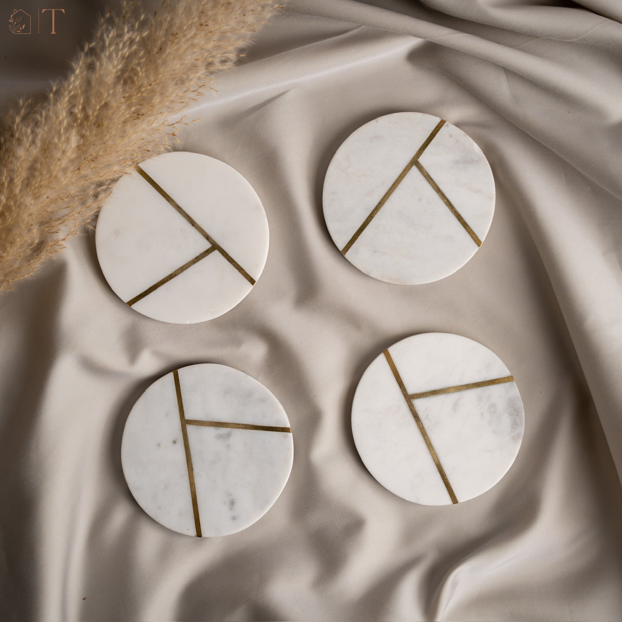 Brass Inlay Marble Coasters