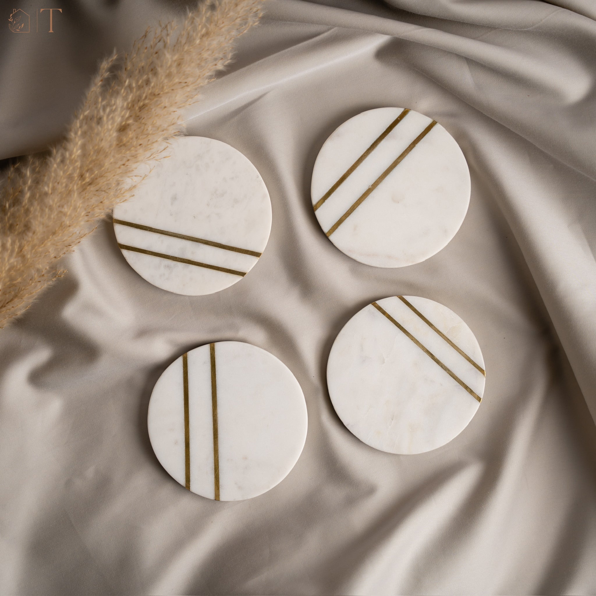 Brass Inlay Marble Coasters